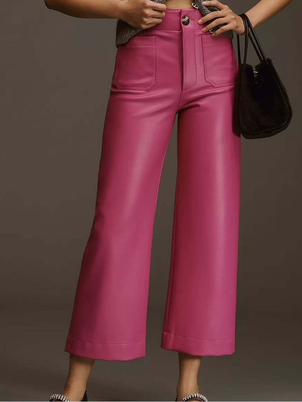Maeve Colette Faux Leather Wide Leg Pants Dragonfruit Size 30